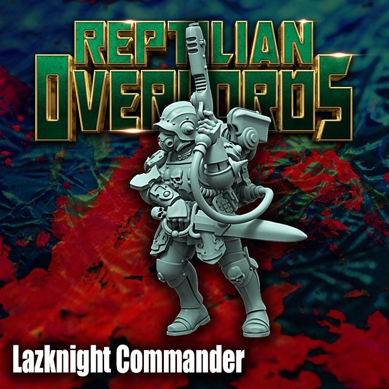 Lazknight Commander, Space Castellan Proxy, Sci-Fi Wargames Miniatures by Reptilian Overlords, Grimdark Guardsmen Character