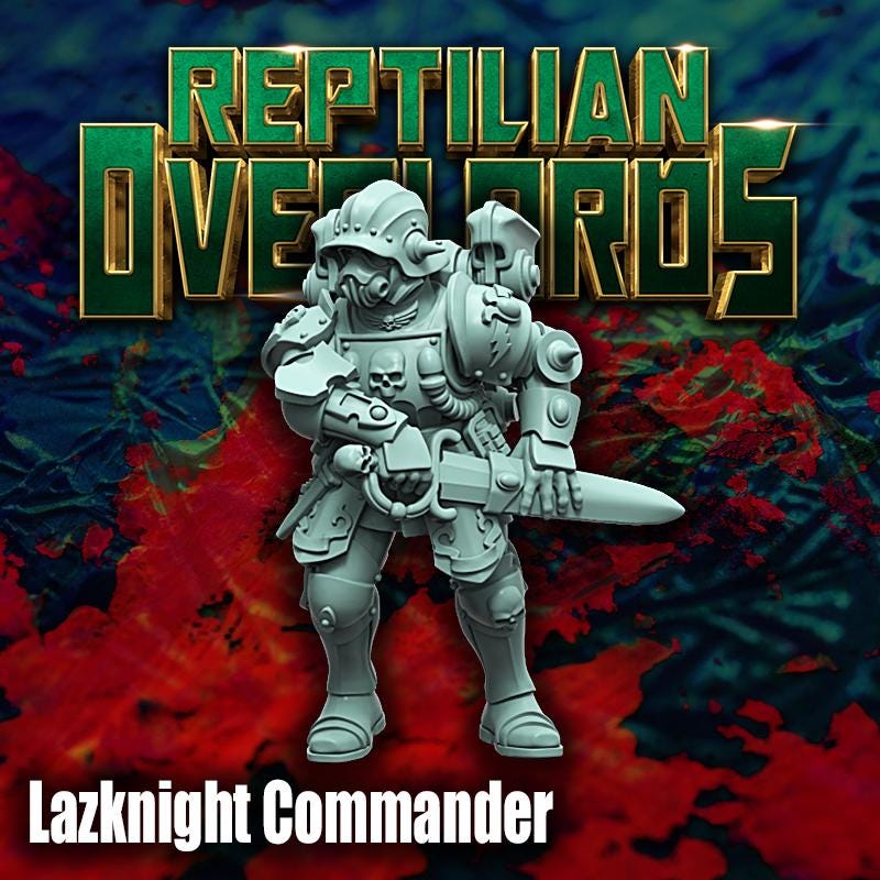 Lazknight Commander, Space Castellan Proxy, Sci-Fi Wargames Miniatures by Reptilian Overlords, Grimdark Guardsmen Character