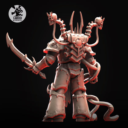 Immortal Swordsman, Chaotic Space Marine Monopose Miniature Sculpted by Tainted Windmill for Wargames set in the Grimdark Future