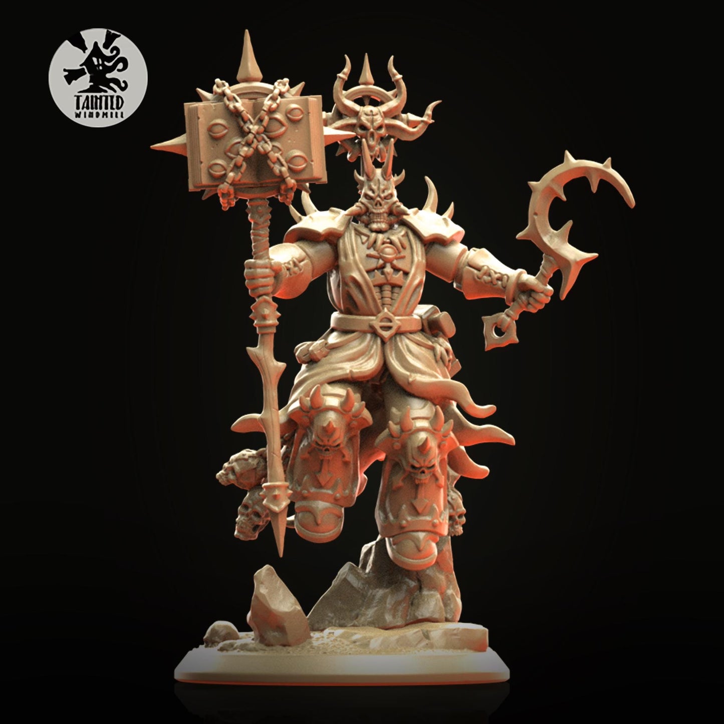 Master Of Invocations, Chaotic Marine Sorcerer Monopose Miniatures Sculpted by Tainted Windmill for Wargames set in the Grimdark Future
