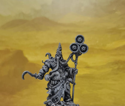 Decay Preacher, Chaotic Heretic Sorcerer Monopose Miniatures Sculpted by Tainted Windmill for Wargames set in the Grimdark Future