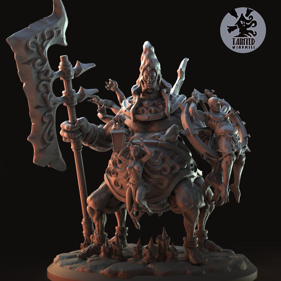 Qlipoth Executioner, Chaotic Daemonic Monopose Miniatures Sculpted by Tainted Windmill for Wargames set in the Grimdark Future