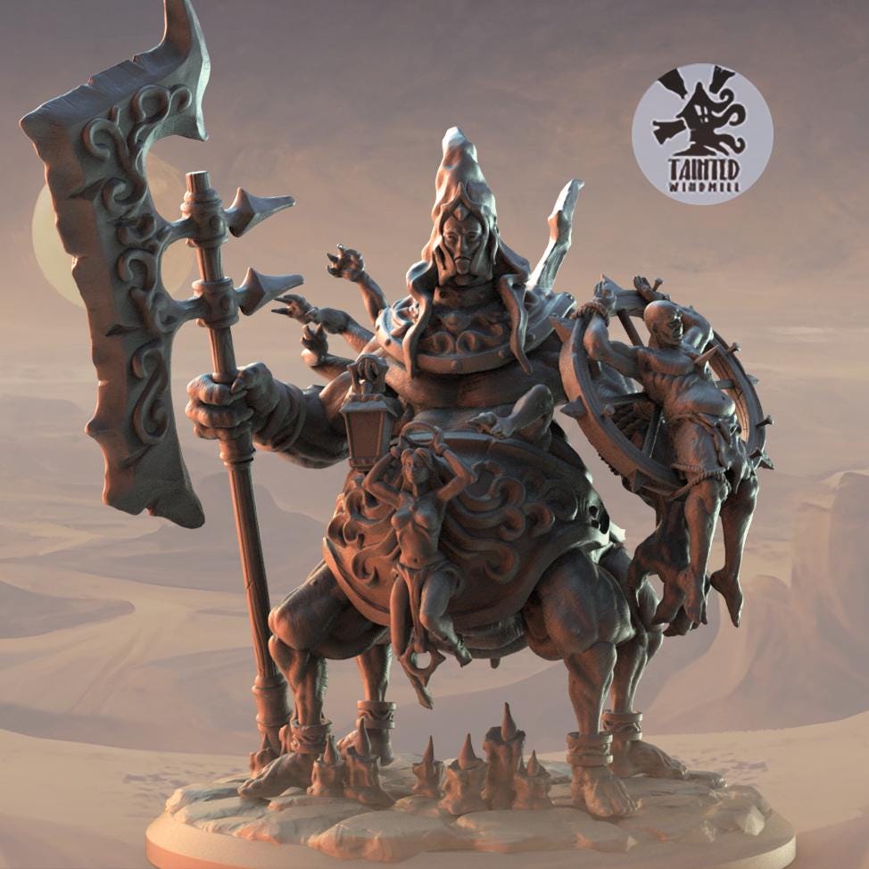 Qlipoth Executioner, Chaotic Daemonic Monopose Miniatures Sculpted by Tainted Windmill for Wargames set in the Grimdark Future