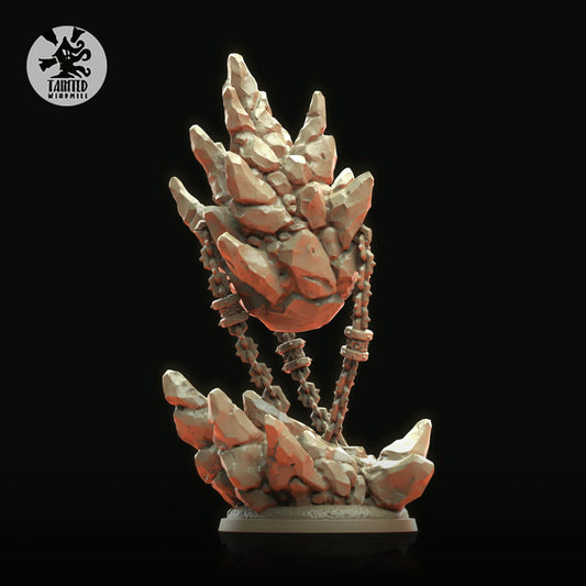 Rock Control Point, Chaotic Daemonic Terrain Feature Sculpted by Tainted Windmill for Wargames set in the Grimdark Future
