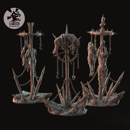 Executed Villagers, Chaotic Heretical Terrain Features Sculpted by Tainted Windmill for Wargames set in the Grimdark Future