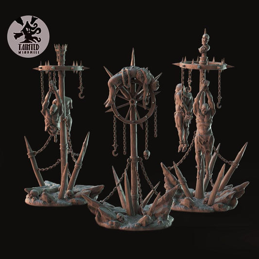 Executed Villagers, Chaotic Heretical Terrain Features Sculpted by Tainted Windmill for Wargames set in the Grimdark Future