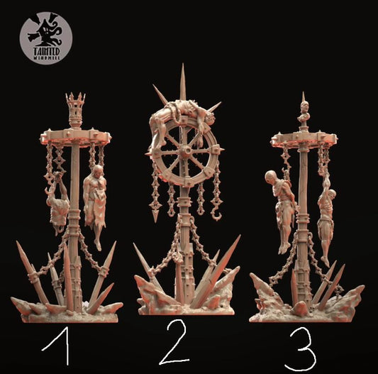 Executed Villagers, Chaotic Heretical Terrain Features Sculpted by Tainted Windmill for Wargames set in the Grimdark Future