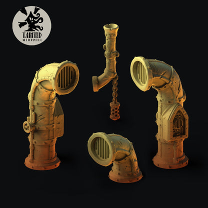 Desert Village Terrain Set, Chaotic Plagued Terrain Sculpted by Tainted Windmill for Wargames set in the Grimdark Future