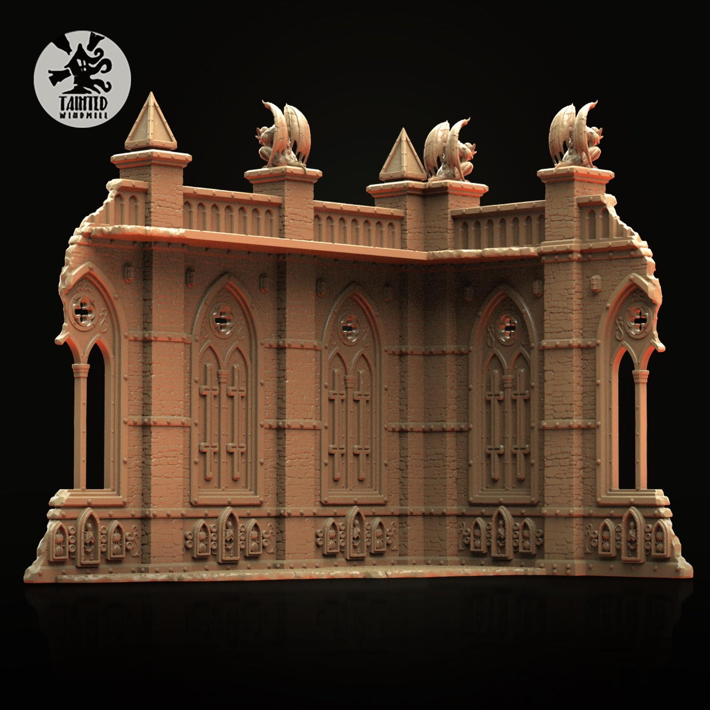 Gothic Cathedral Ruins , Imperial Cathedral Terrain Sculpted by Tainted Windmill for Wargames set in the Grimdark Future