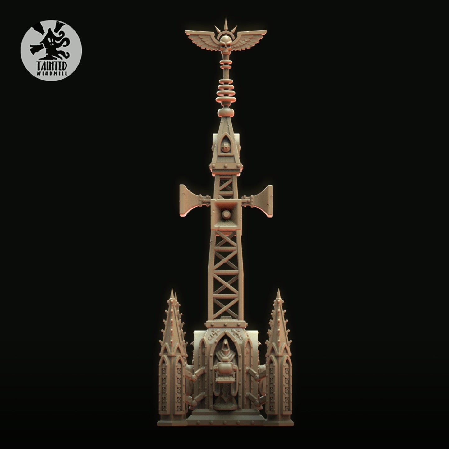 Diffusor Gothic Antenna, Imperial Industrial Terrain Features Sculpted by Tainted Windmill for Wargames set in the Grimdark Future