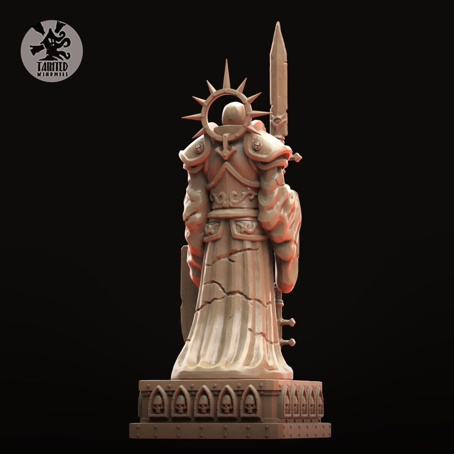 Gothic Statues and Bases, Imperial Cathedral Terrain Features Sculpted by Tainted Windmill for Wargames set in the Grimdark Future