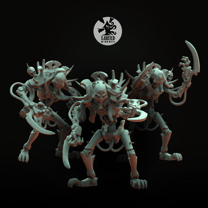 Flayed Automatons with Masks, Ancient Space Automaton Soldiers Sculpted by Tainted Windmill for Wargames set in the Grimdark Future