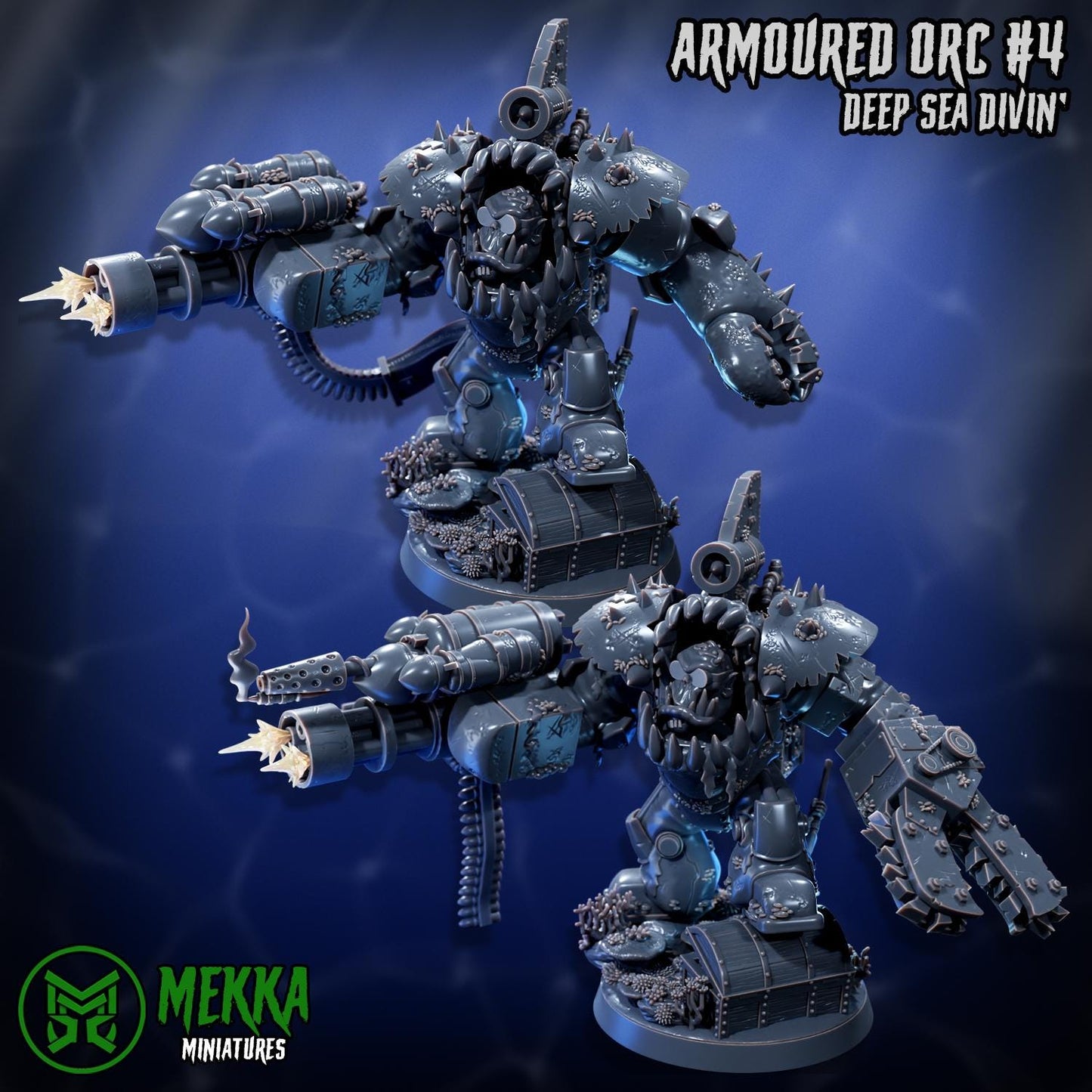 Armoured Ork Set, Space-Faring Orkish Menace Sculpted by Mekka Miniatures, Grimdark Compatible, Scaled for Sci-Fi Miniature Wargames