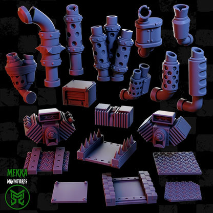 Armoured Orks Set 2, Space-Faring Orkish Menace Sculpted by Mekka Miniatures, Grimdark Compatible, Scaled for Sci-Fi Miniature Wargames