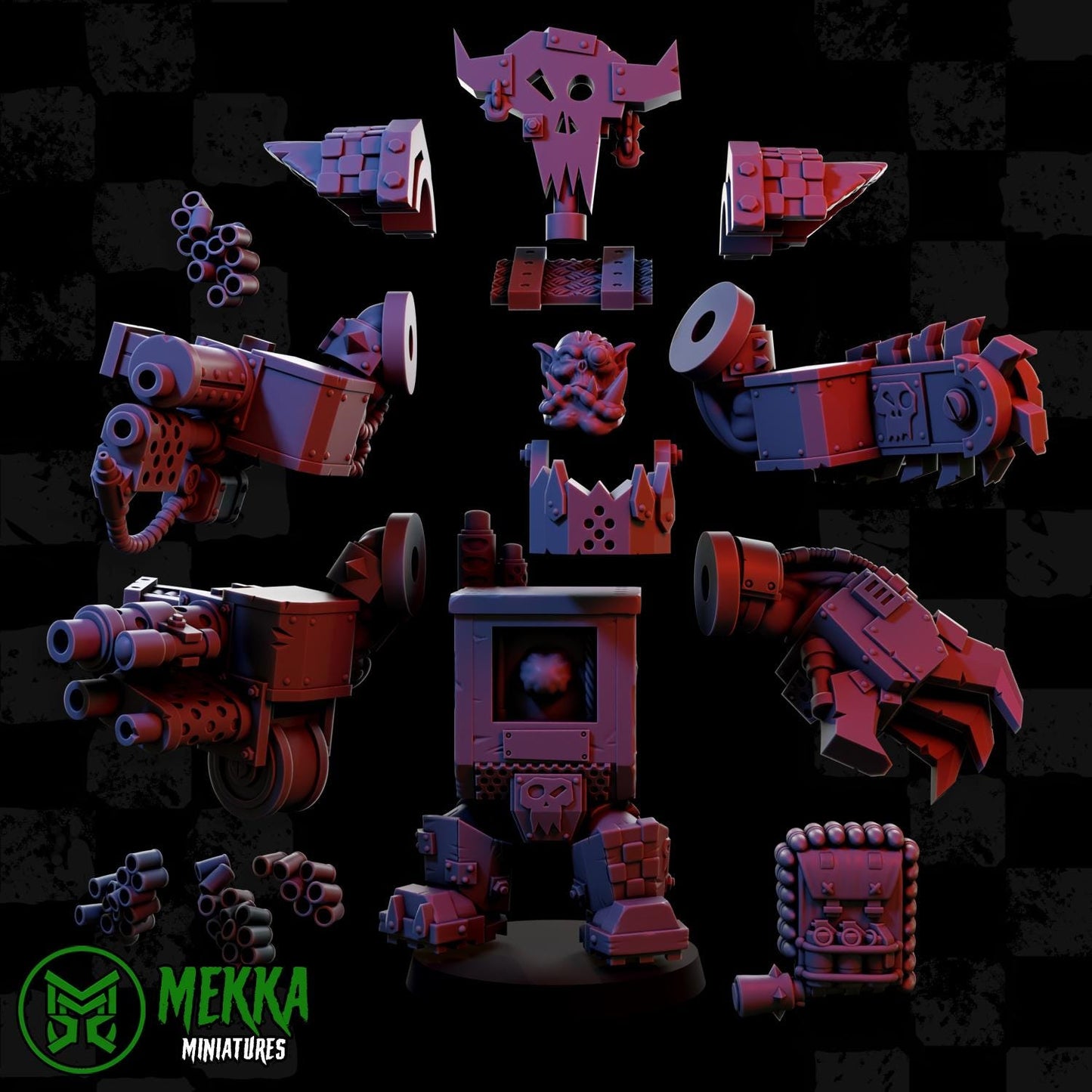Armoured Orks Set 2, Space-Faring Orkish Menace Sculpted by Mekka Miniatures, Grimdark Compatible, Scaled for Sci-Fi Miniature Wargames