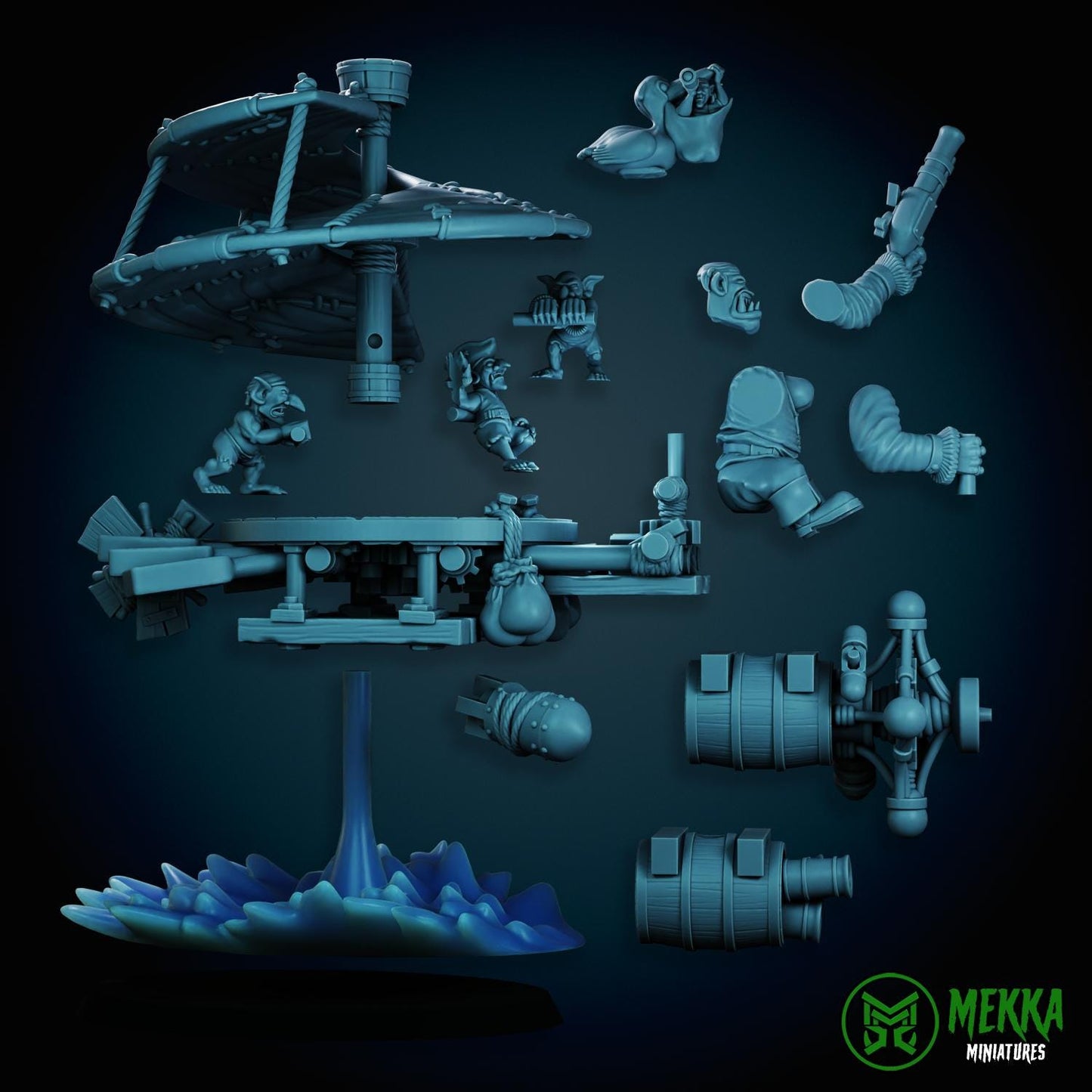 Pirate Choppas, Space-Faring Orkish Menace Sculpted by Mekka Miniatures, Grimdark Compatible, Scaled for Sci-Fi Miniature Wargames