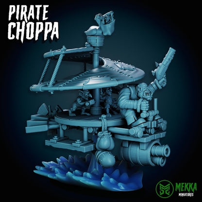 Pirate Choppas, Space-Faring Orkish Menace Sculpted by Mekka Miniatures, Grimdark Compatible, Scaled for Sci-Fi Miniature Wargames