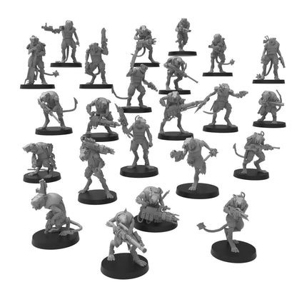Cheesestealer Cult Vermin, Cheesestealer cults, monopose Sci-Fi warriors by ThatEvilOne, Sci-Fi Wargames Rat-Themed Grimdark miniatures