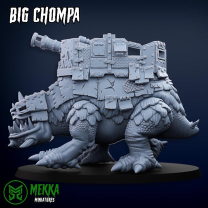 Big Chompa, Space-Faring Orkish Menace Sculpted by Mekka Miniatures, Grimdark Compatible, Scaled for Sci-Fi Miniature Wargames