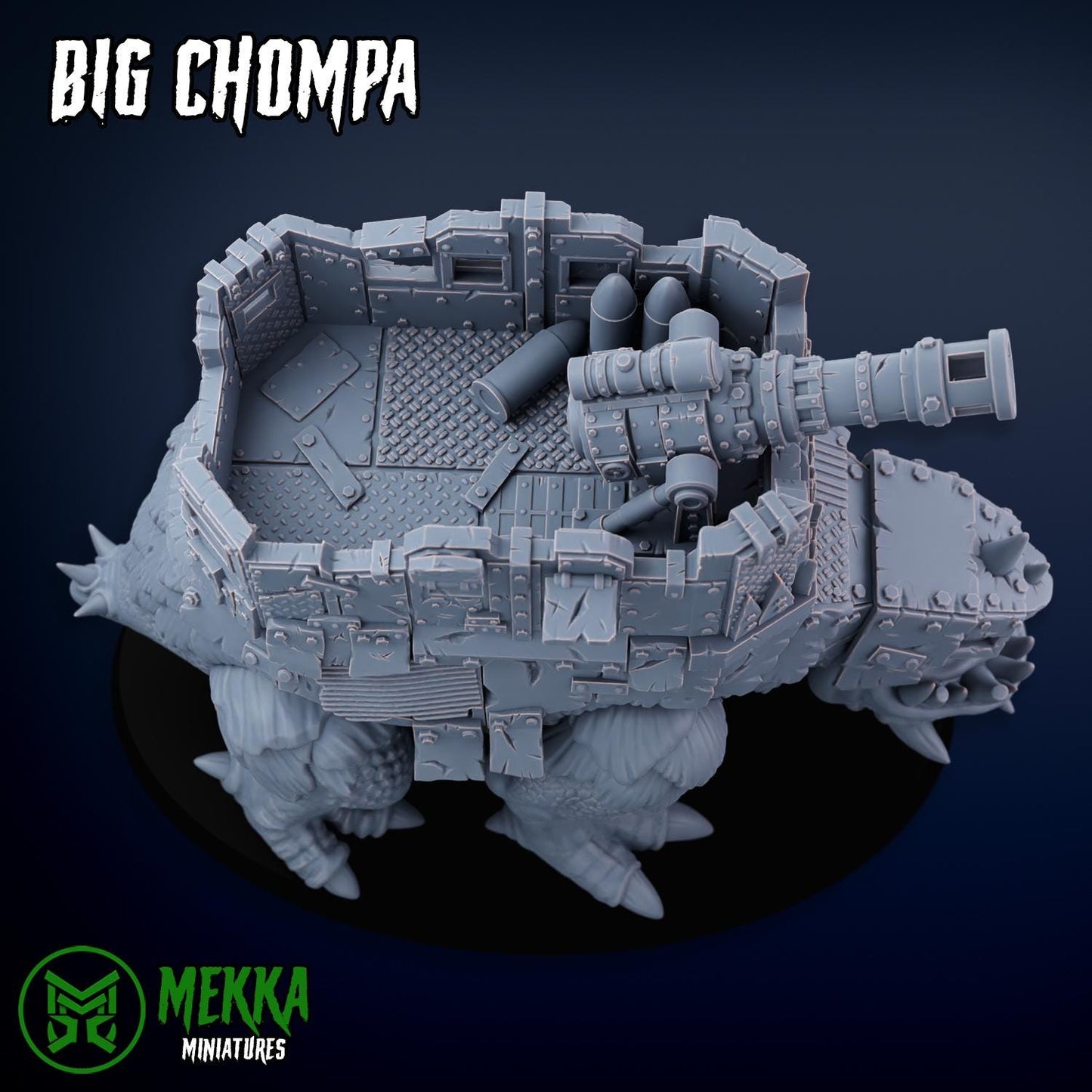 Big Chompa, Space-Faring Orkish Menace Sculpted by Mekka Miniatures, Grimdark Compatible, Scaled for Sci-Fi Miniature Wargames