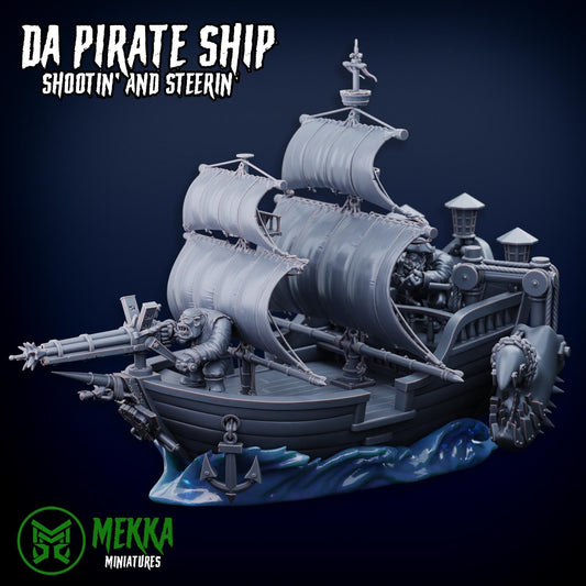 Orc Pirate Ship, Space-Faring Orkish Menace Sculpted by Mekka Miniatures, Grimdark Compatible, Scaled for Sci-Fi Miniature Wargames