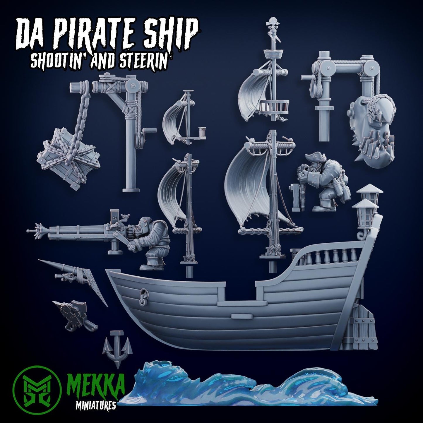 Orc Pirate Ship, Space-Faring Orkish Menace Sculpted by Mekka Miniatures, Grimdark Compatible, Scaled for Sci-Fi Miniature Wargames