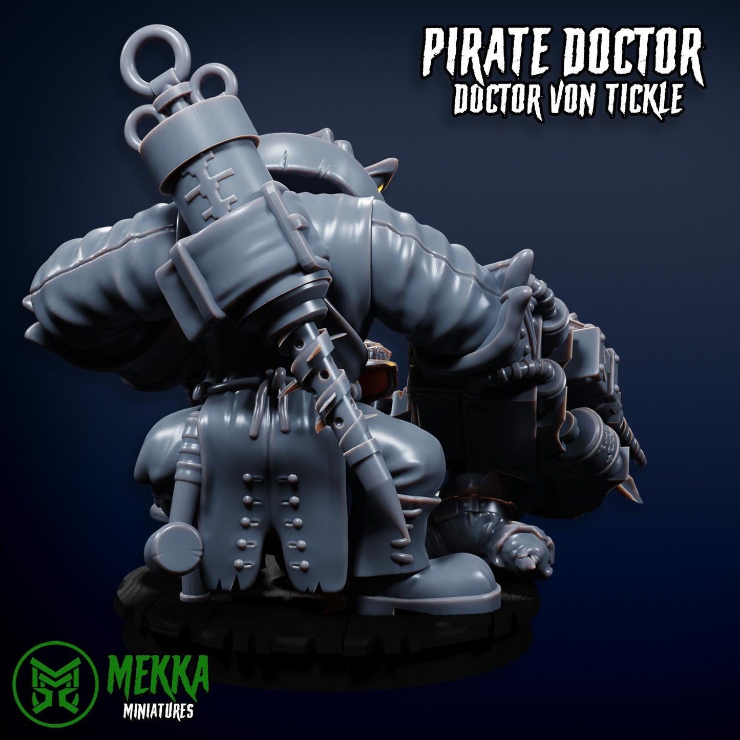 Pirate Doctor, Space-Faring Orkish Menace Sculpted by Mekka Miniatures, Grimdark Compatible, Scaled for Sci-Fi Miniature Wargames