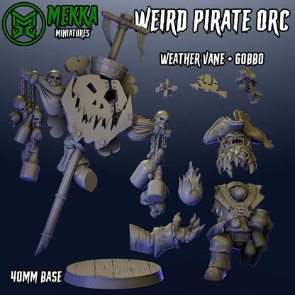 Weird Pirate Orc, Space-Faring Orkish Menace Sculpted by Mekka Miniatures, Grimdark Compatible, Scaled for Sci-Fi Miniature Wargames