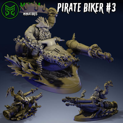 Pirate Biker Set, Space-Faring Orkish Menace Sculpted by Mekka Miniatures, Grimdark Compatible, Scaled for Sci-Fi Miniature Wargames