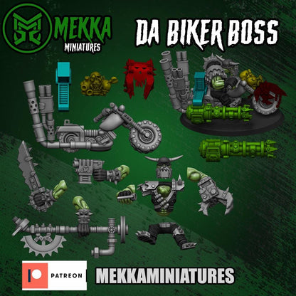 Orc Biker Set, Space-Faring Orkish Menace Sculpted by Mekka Miniatures, Grimdark Compatible, Scaled for Sci-Fi Miniature Wargames