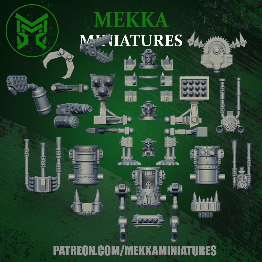 Modular Killer Kans! Space-Faring Orkish Menace Sculpted by Mekka Miniatures, Grimdark Compatible, Scaled for Sci-Fi Miniature Wargames