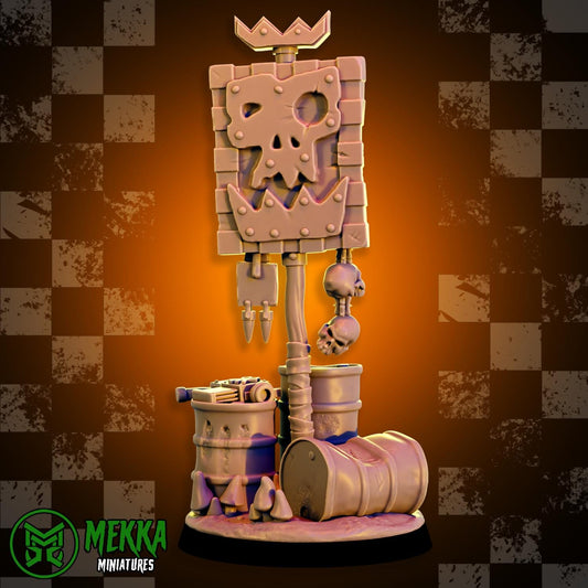 Objective Marker set, Space-Faring Orkish Menace Sculpted by Mekka Miniatures, Grimdark Compatible, Scaled for Sci-Fi Miniature Wargames