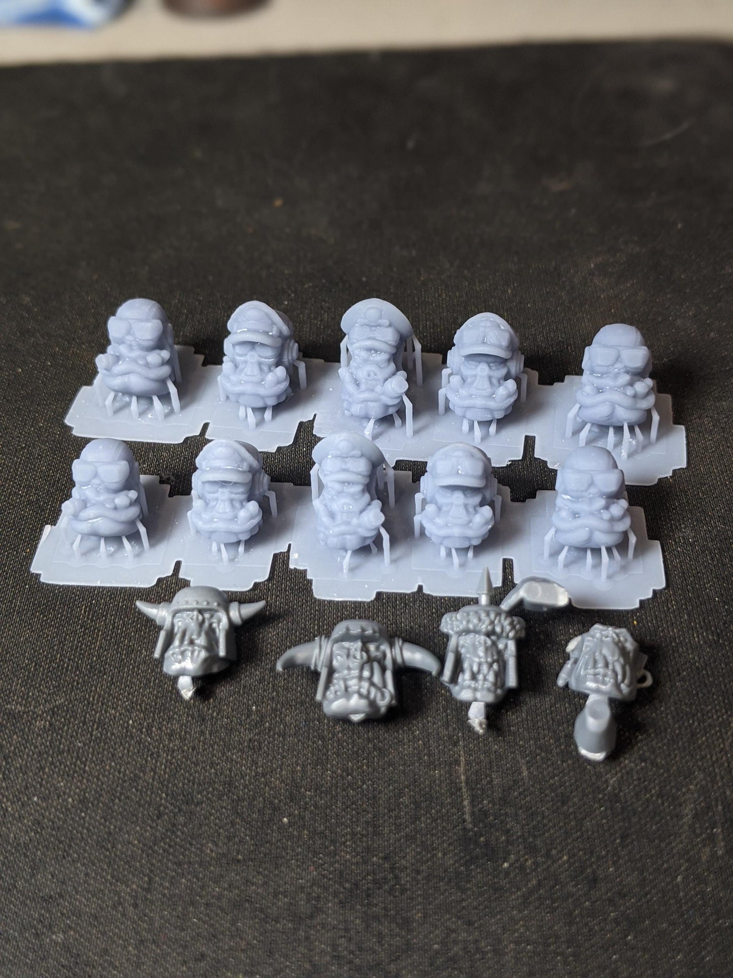 Orc Pilot Heads! Space-Faring Orkish Menace Sculpted by Mekka Miniatures, Grimdark Compatible, Scaled for Sci-Fi Miniature Wargames