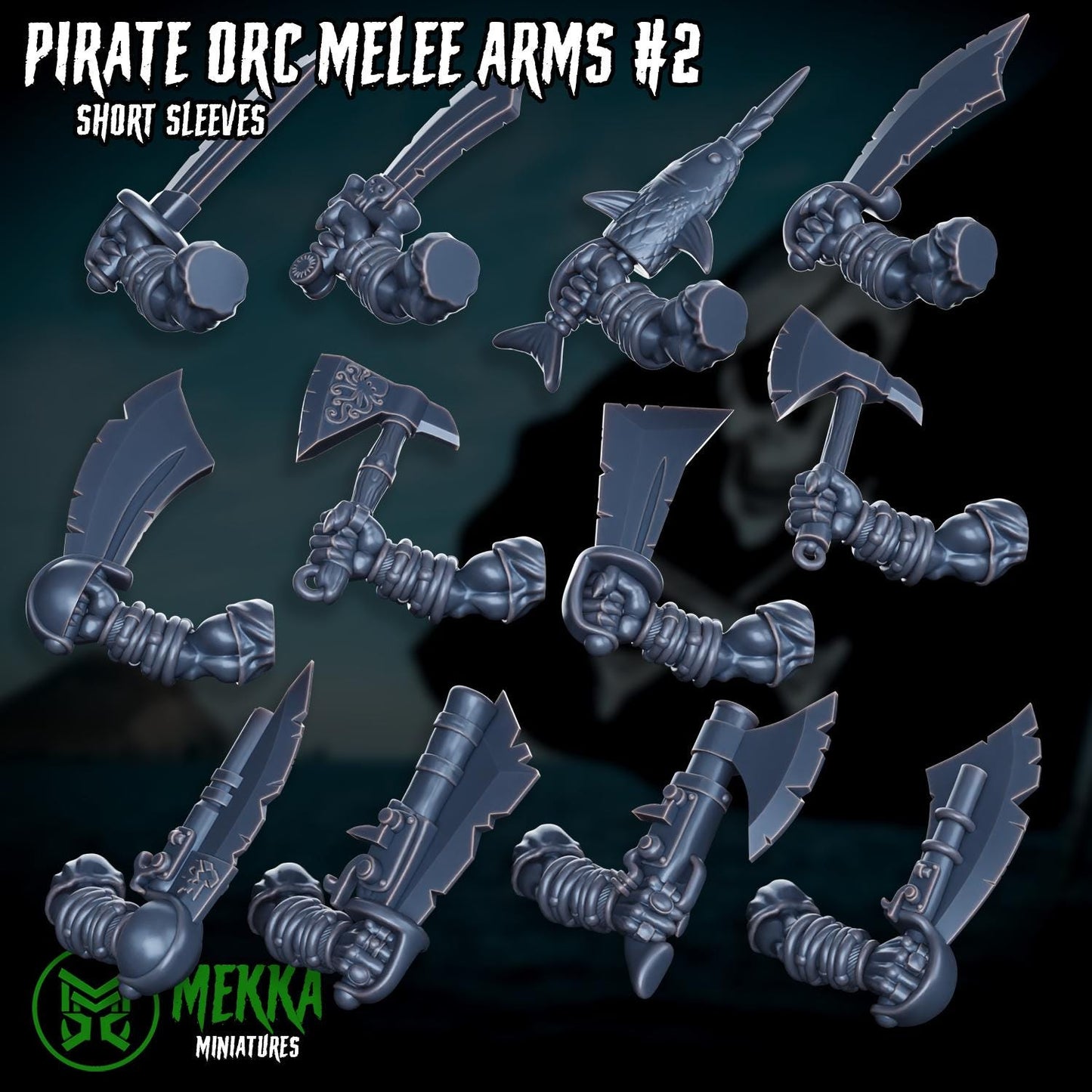 Pirate Ork Sword Hands! Space-Faring Orkish Menace Sculpted by Mekka Miniatures, Grimdark Compatible, Scaled for Sci-Fi Miniature Wargames