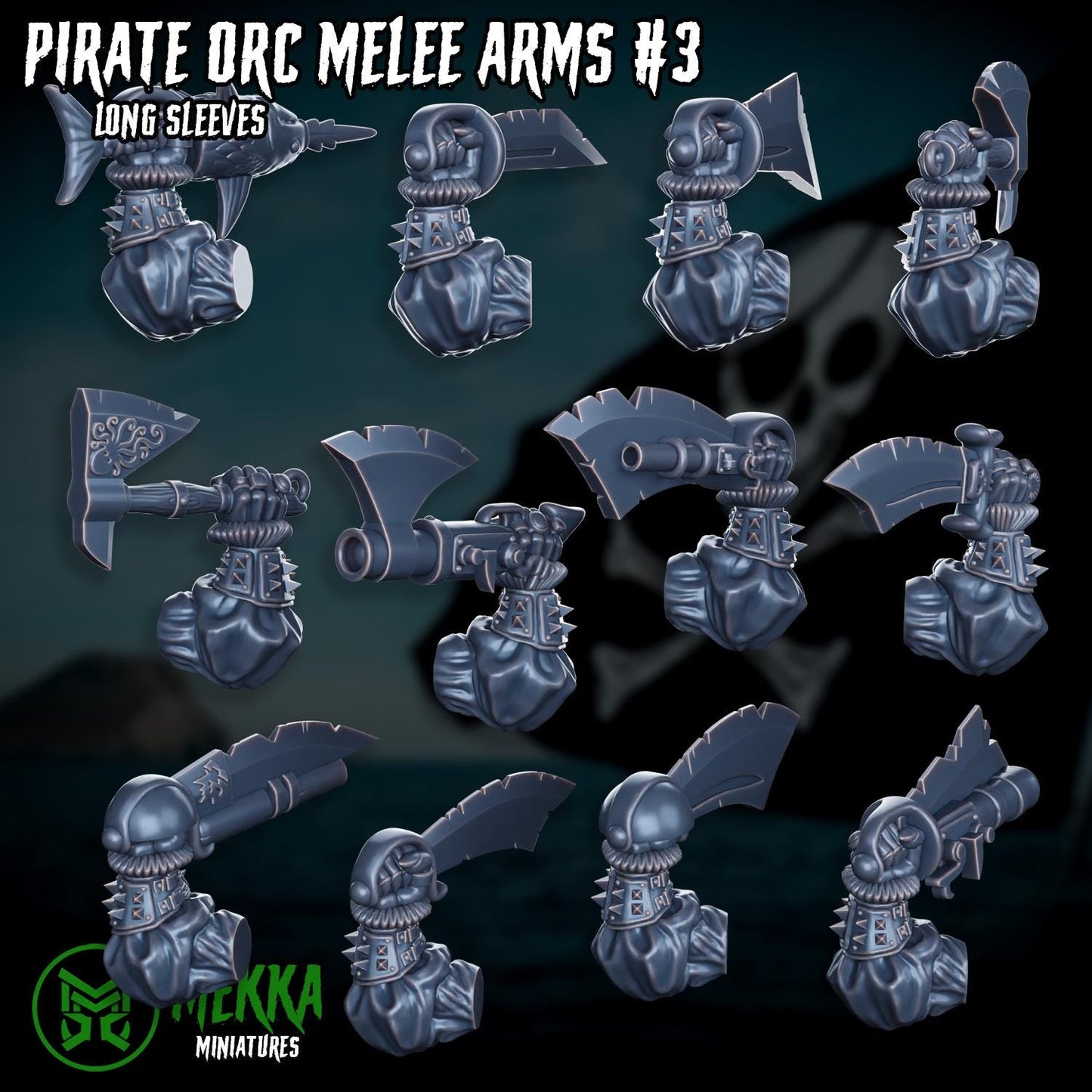 Pirate Ork Sword Hands! Space-Faring Orkish Menace Sculpted by Mekka Miniatures, Grimdark Compatible, Scaled for Sci-Fi Miniature Wargames