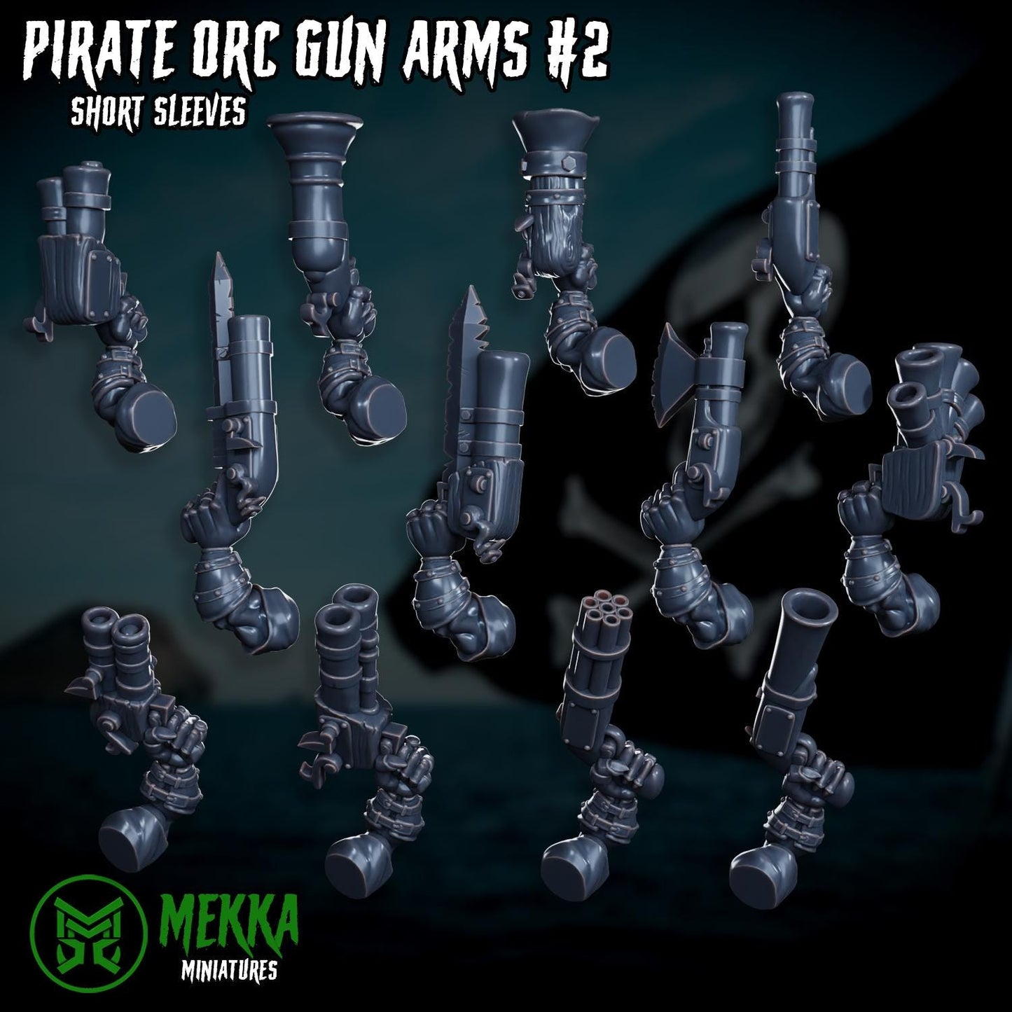Pirate Ork Gun Hands! Space-Faring Orkish Menace Sculpted by Mekka Miniatures, Grimdark Compatible, Scaled for Sci-Fi Miniature Wargames