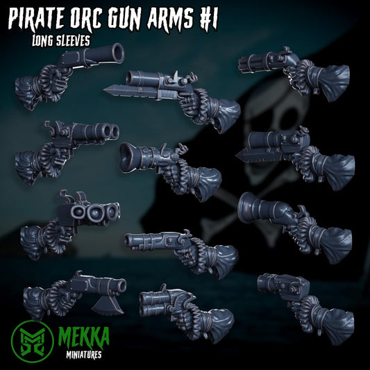 Pirate Ork Gun Hands! Space-Faring Orkish Menace Sculpted by Mekka Miniatures, Grimdark Compatible, Scaled for Sci-Fi Miniature Wargames