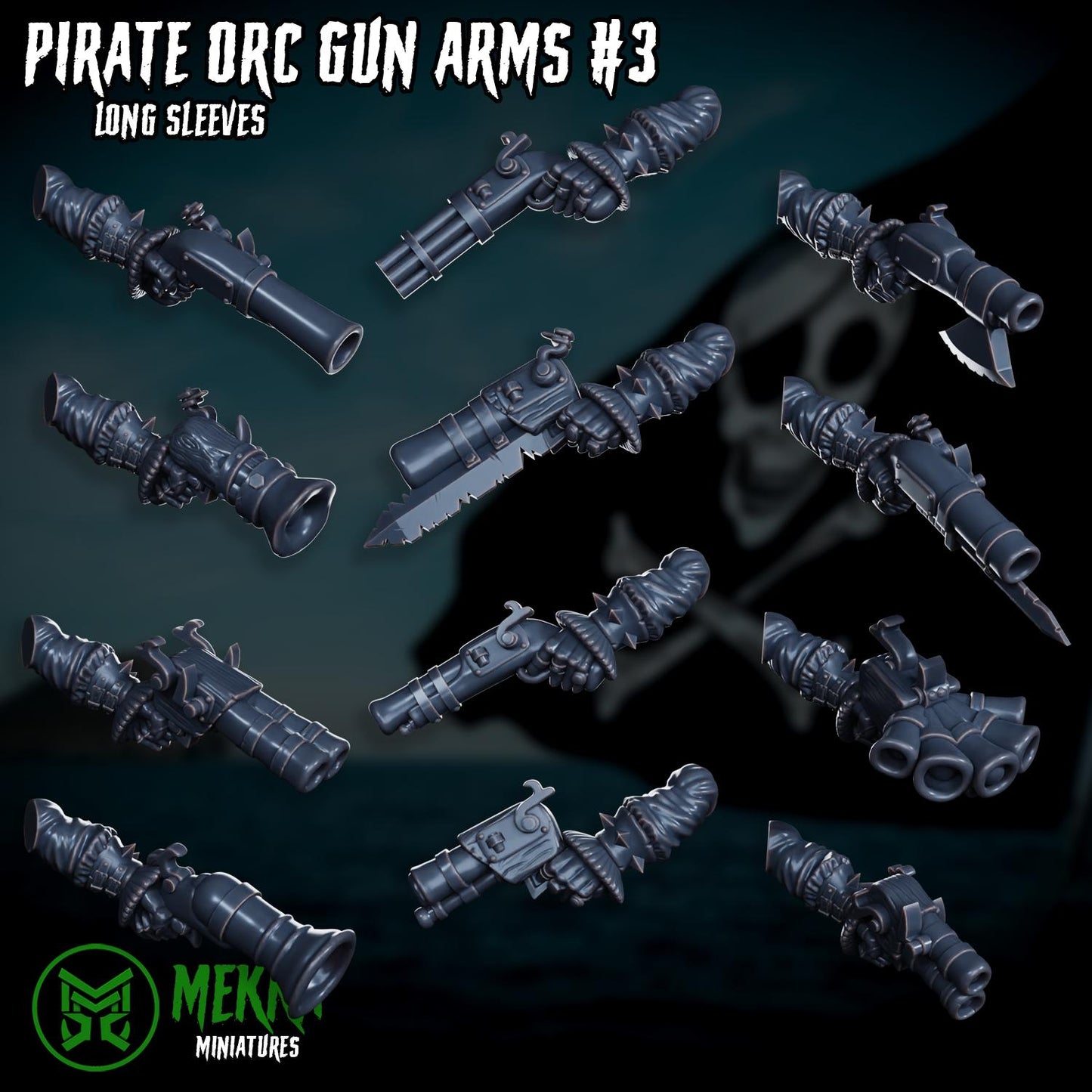 Pirate Ork Gun Hands! Space-Faring Orkish Menace Sculpted by Mekka Miniatures, Grimdark Compatible, Scaled for Sci-Fi Miniature Wargames