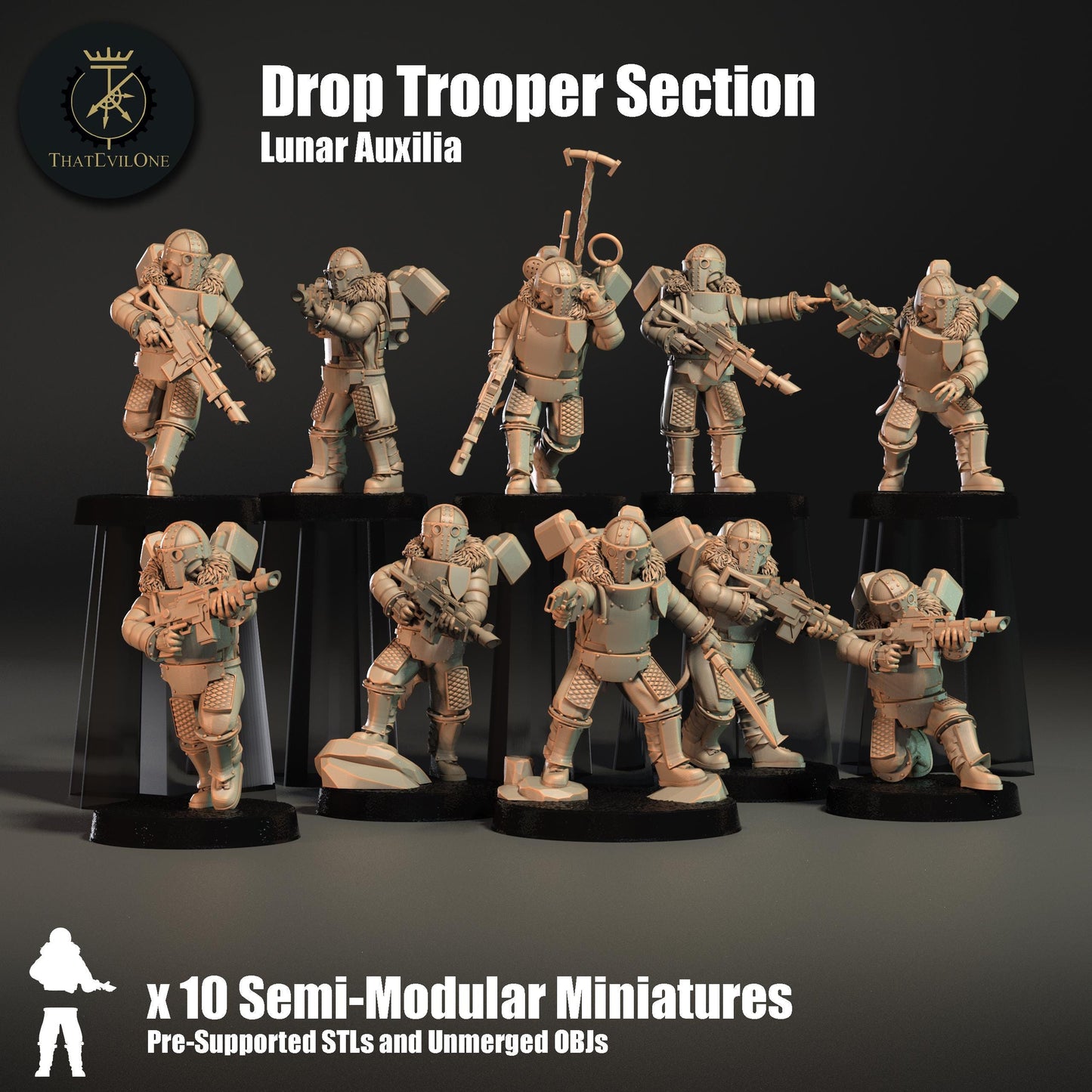 Lunar Auxilia Drop Troops, Semi-Modular Sci-Fi warriors by ThatEvilOne, Sci-Fi Wargames Proxy, Imperial Auxillia Army
