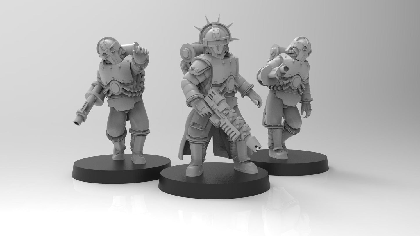 Lunar Auxilia Forgemaster with Serviles, Semi-Modular Sci-Fi warriors by ThatEvilOne, Sci-fi Wargames Proxy, Imperial Auxillia Army