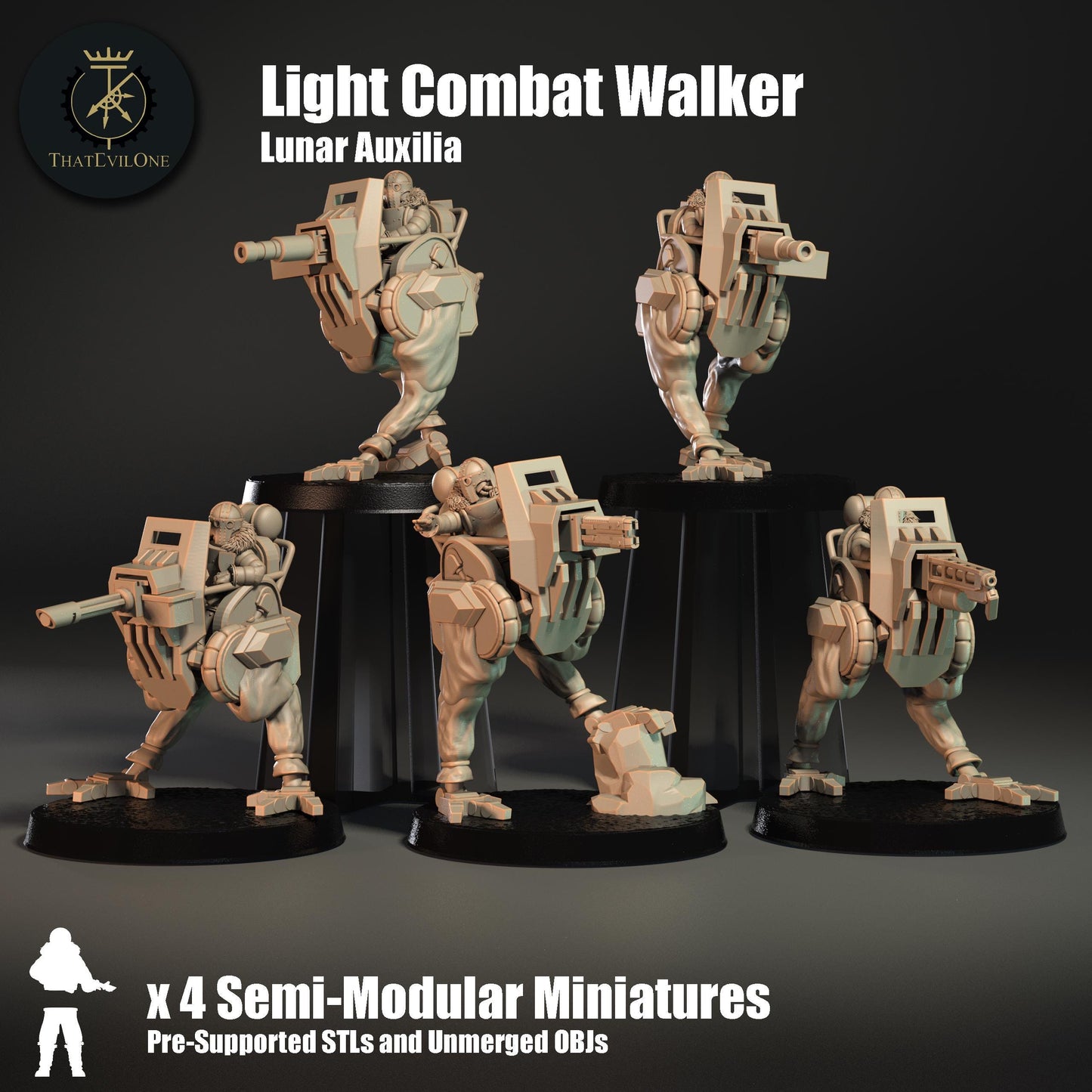 Lunar Auxilia Light Combat Walkers, Imperial Guard, monopose Sci-Fi warriors by ThatEvilOne, Sci-fi Wargames Guard Proxy