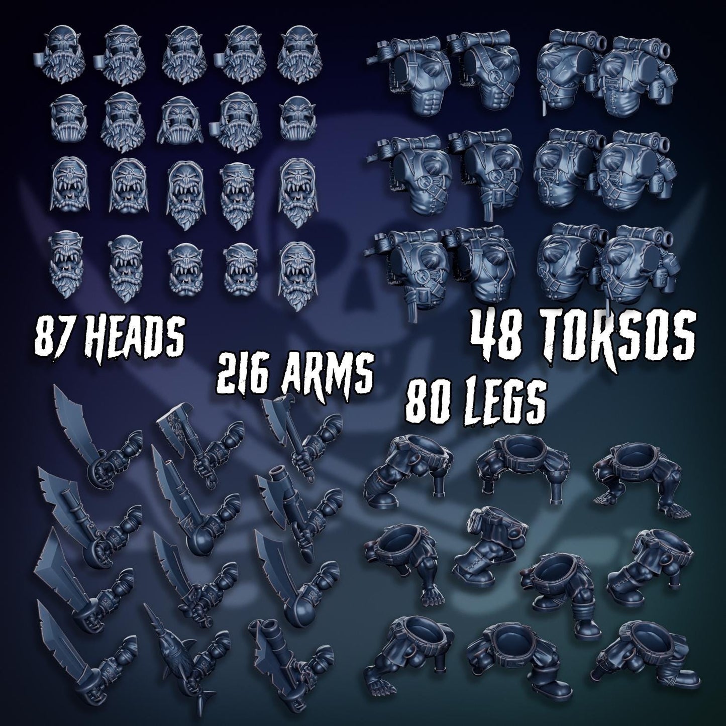Modular Pirate Orks! Space-Faring Orkish Menace Sculpted by Mekka Miniatures, Grimdark Compatible, Scaled for Sci-Fi Miniature Wargames