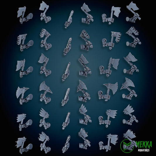 Modular Bionic Cybork Melee set! Space-Faring Orkish Menace Sculpted by Mekka Miniatures, Grimdark Compatible, Scaled for Sci-Fi Wargames