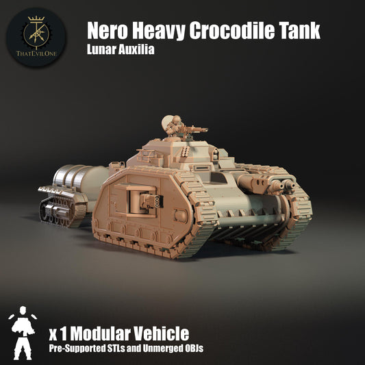 Lunar Auxilia Nero Heavy Crocodile Tank, Modular Sci-Fi Vehicle by ThatEvilOne, Sci-fi Wargames Proxy, Imperial heretic Auxillia Army