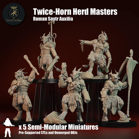 Roman Saytr Twice-Horn Herd Masters, Monopose Sci-Fi warriors by ThatEvilOne, Sci-fi Wargames Proxy, Beastmen Roman-inspired chaos army