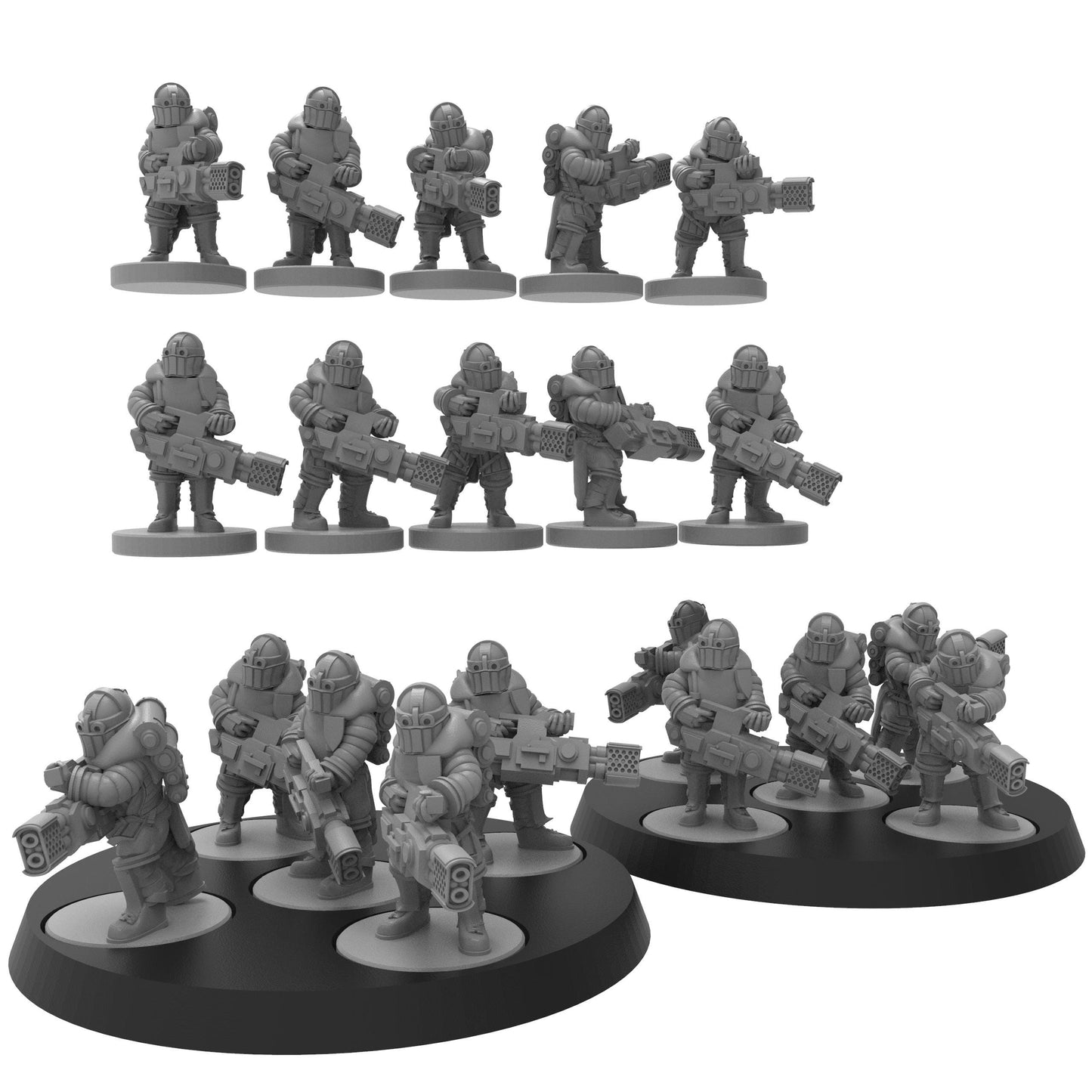 Smol Lunar Auxilia Ignis Section, 8mm Scale Monopose Sci-Fi warriors by ThatEvilOne, Miniature Sci-Fi Wargames Proxy