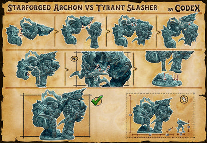 Starforged Archon vs Tyrant Slasher, Epic Clash of Monsters for Tabletop Roleplaying games by Codex Universalis