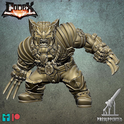 Dwogan Mithrilclaw, Dwarven Fighter Heroic Miniature for Tabletop Roleplaying games by Codex Universalis