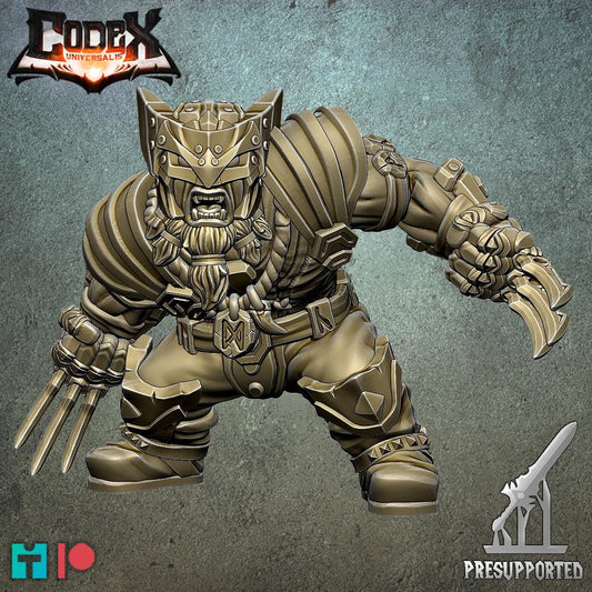 Dwogan Mithrilclaw, Dwarven Fighter Heroic Miniature for Tabletop Roleplaying games by Codex Universalis