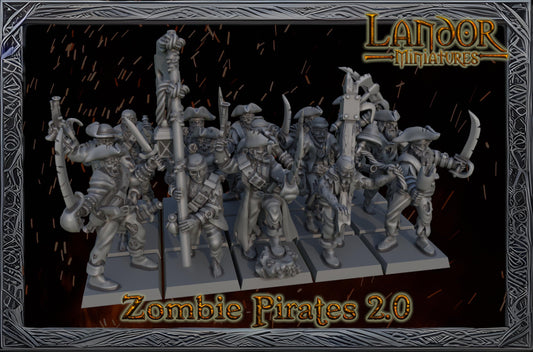 Zombie Pirates 2.0, Modular Undead Swashbucklers by Landor Miniatures! Vampire Coast for Fantasy Wargames